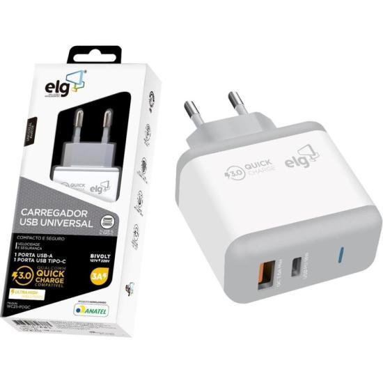 Carregador USB + USB Tipo C 3A