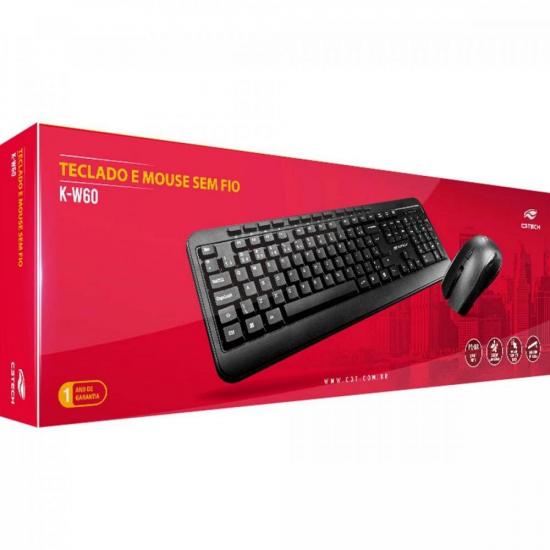 Kit Teclado e Mouse C3Tech K-W60BK